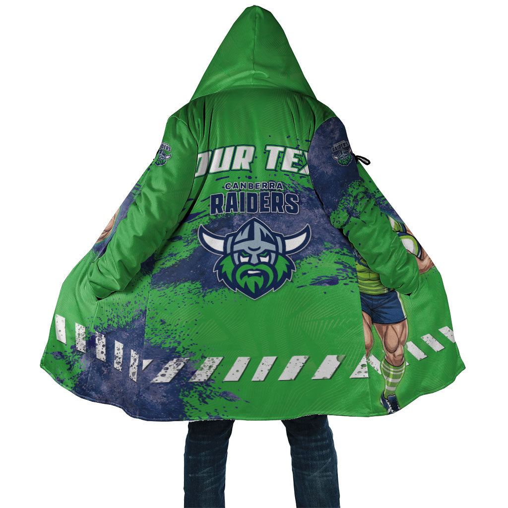 Personalised Canberra Raiders Rugby Cloak Viking Green Machine Mascot - Sporty Splash Art Style