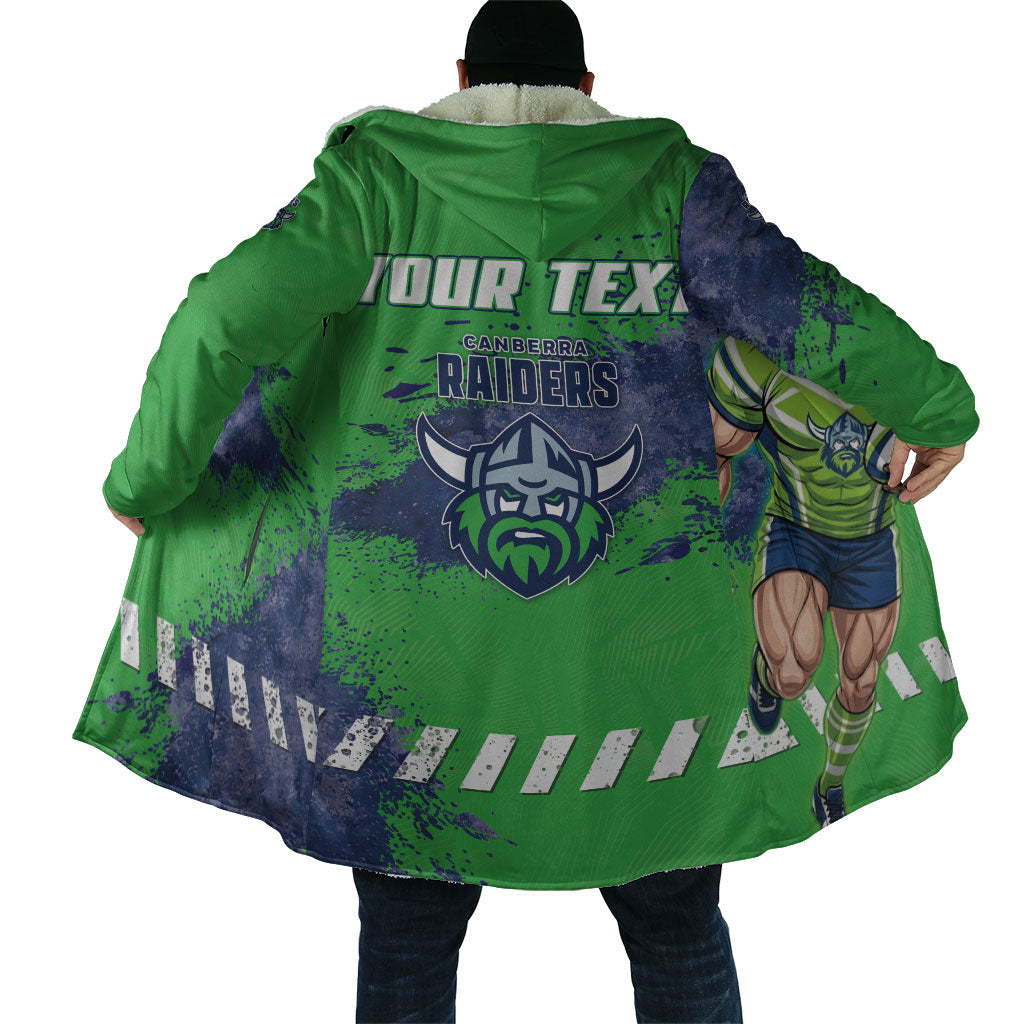 Personalised Canberra Raiders Rugby Cloak Viking Green Machine Mascot - Sporty Splash Art Style