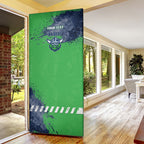 Personalised Canberra Raiders Rugby Door Cover Viking Green Machine Mascot - Sporty Splash Art Style