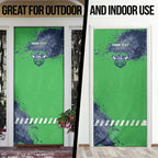 Personalised Canberra Raiders Rugby Door Cover Viking Green Machine Mascot - Sporty Splash Art Style