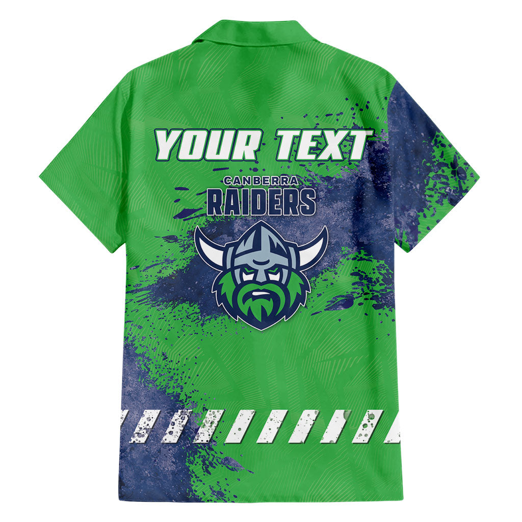 Personalised Canberra Raiders Rugby Family Matching Long Sleeve Bodycon Dress and Hawaiian Shirt Viking Green Machine Mascot - Sporty Splash Art Style