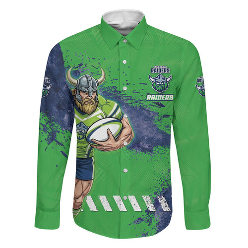 Personalised Canberra Raiders Rugby Family Matching Tank Maxi Dress and Hawaiian Shirt Viking Green Machine Mascot - Sporty Splash Art Style