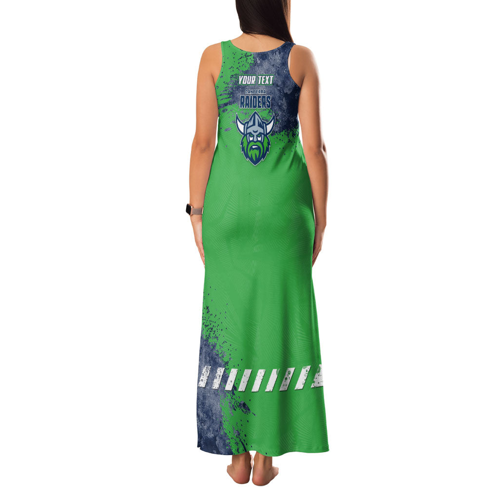 Personalised Canberra Raiders Rugby Family Matching Tank Maxi Dress and Hawaiian Shirt Viking Green Machine Mascot - Sporty Splash Art Style