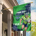 Personalised Canberra Raiders Rugby Garden Flag Viking Green Machine Mascot - Sporty Splash Art Style