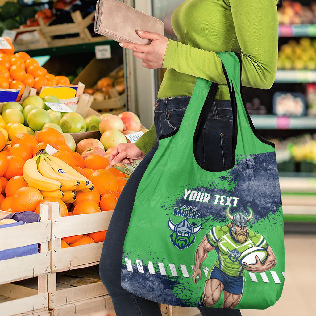 Personalised Canberra Raiders Rugby Grocery Bag Viking Green Machine Mascot - Sporty Splash Art Style