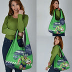 Personalised Canberra Raiders Rugby Grocery Bag Viking Green Machine Mascot - Sporty Splash Art Style