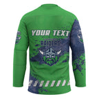 Personalised Canberra Raiders Rugby Hockey Jersey Viking Green Machine Mascot - Sporty Splash Art Style
