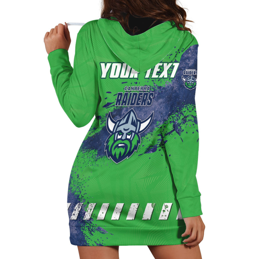 Personalised Canberra Raiders Rugby Hoodie Dress Viking Green Machine Mascot - Sporty Splash Art Style