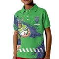 Personalised Canberra Raiders Rugby Kid Polo Shirt Viking Green Machine Mascot - Sporty Splash Art Style