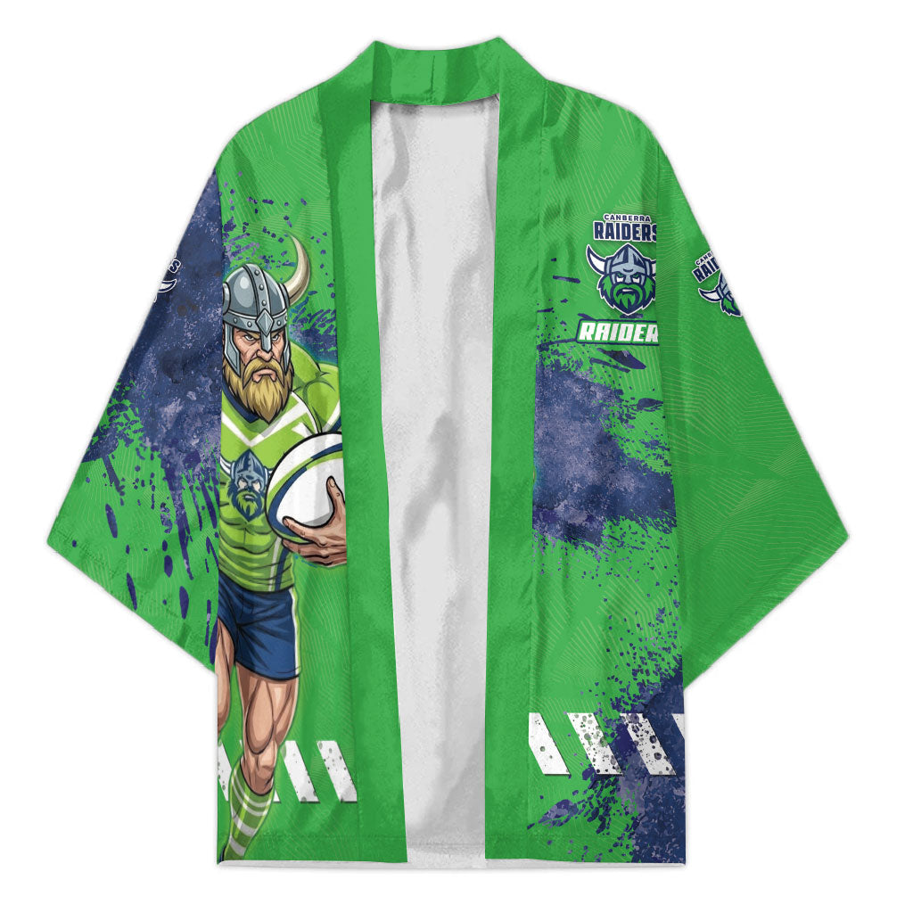 Personalised Canberra Raiders Rugby Kimono Viking Green Machine Mascot - Sporty Splash Art Style