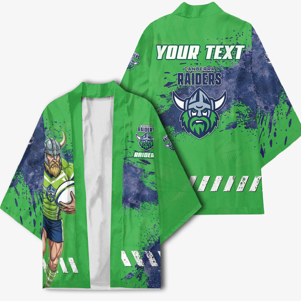 Personalised Canberra Raiders Rugby Kimono Viking Green Machine Mascot - Sporty Splash Art Style