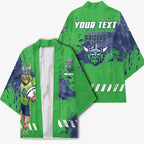 Personalised Canberra Raiders Rugby Kimono Viking Green Machine Mascot - Sporty Splash Art Style