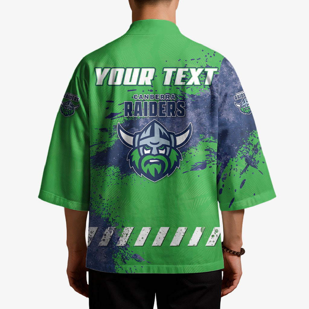 Personalised Canberra Raiders Rugby Kimono Viking Green Machine Mascot - Sporty Splash Art Style