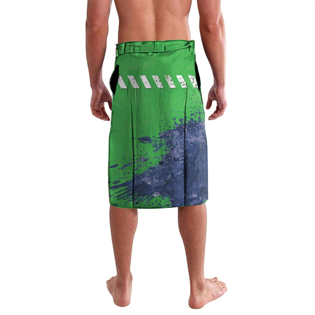 Personalised Canberra Raiders Rugby Lavalava Viking Green Machine Mascot - Sporty Splash Art Style