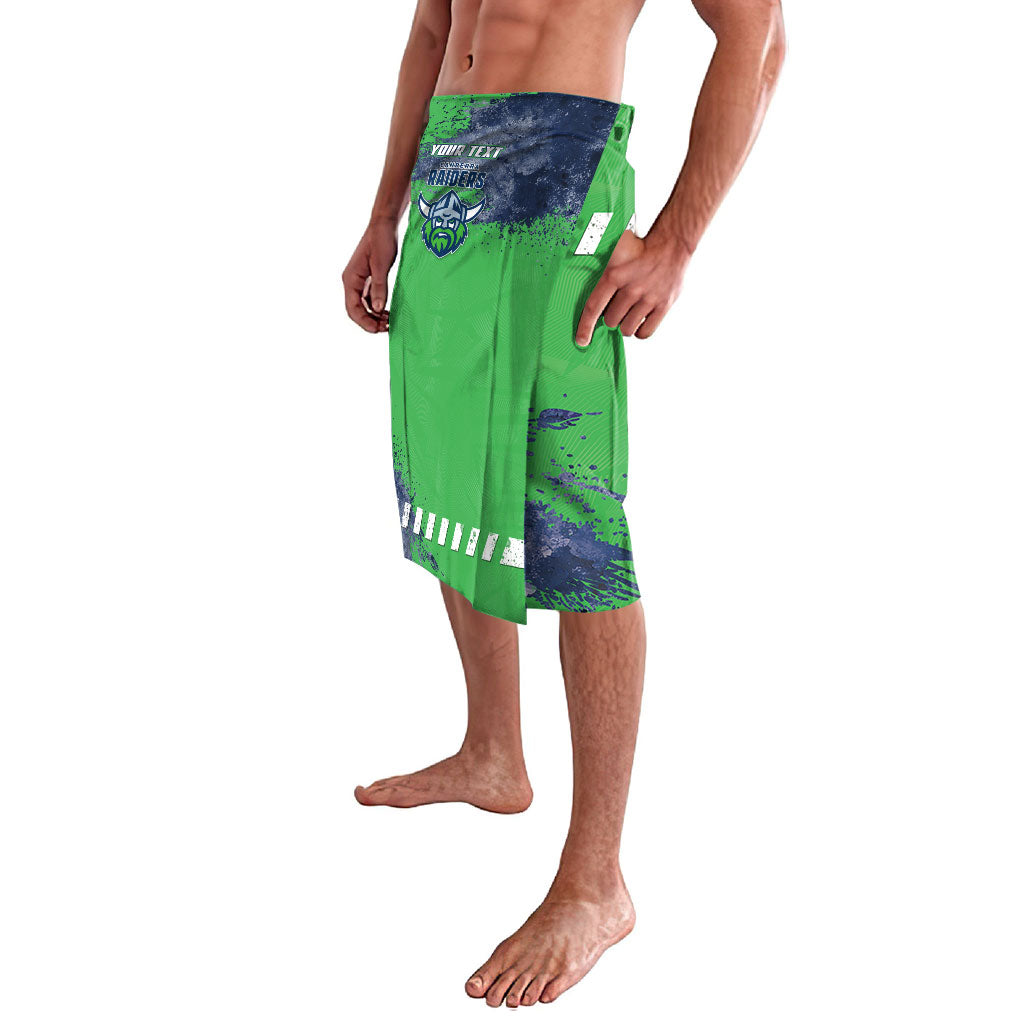 Personalised Canberra Raiders Rugby Lavalava Viking Green Machine Mascot - Sporty Splash Art Style