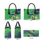 Personalised Canberra Raiders Rugby Leather Bag Viking Green Machine Mascot - Sporty Splash Art Style