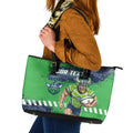 Personalised Canberra Raiders Rugby Leather Tote Bag Viking Green Machine Mascot - Sporty Splash Art Style