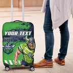 Personalised Canberra Raiders Rugby Luggage Cover Viking Green Machine Mascot - Sporty Splash Art Style