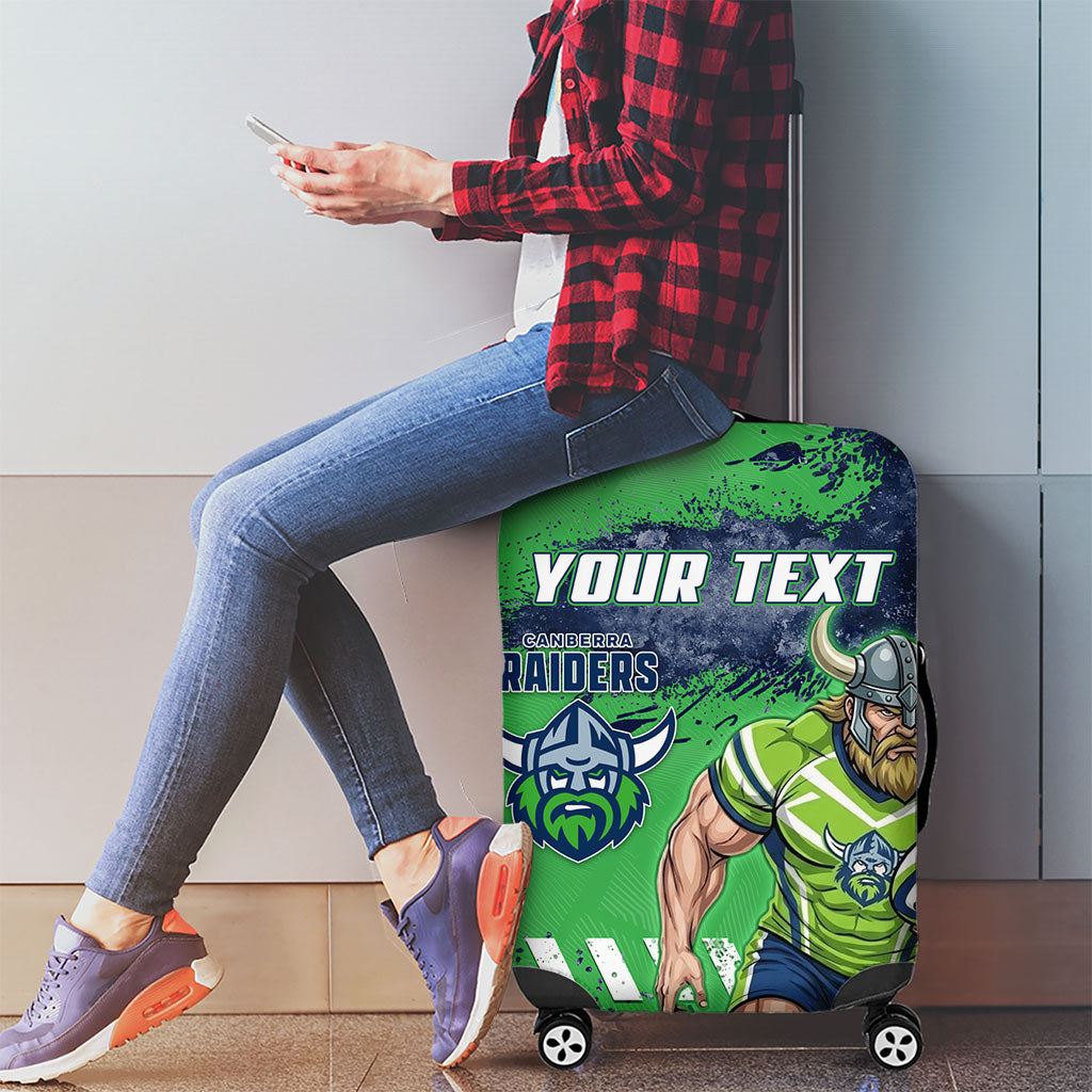 Personalised Canberra Raiders Rugby Luggage Cover Viking Green Machine Mascot - Sporty Splash Art Style