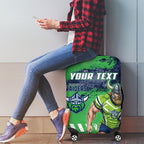Personalised Canberra Raiders Rugby Luggage Cover Viking Green Machine Mascot - Sporty Splash Art Style