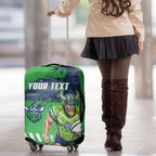 Personalised Canberra Raiders Rugby Luggage Cover Viking Green Machine Mascot - Sporty Splash Art Style