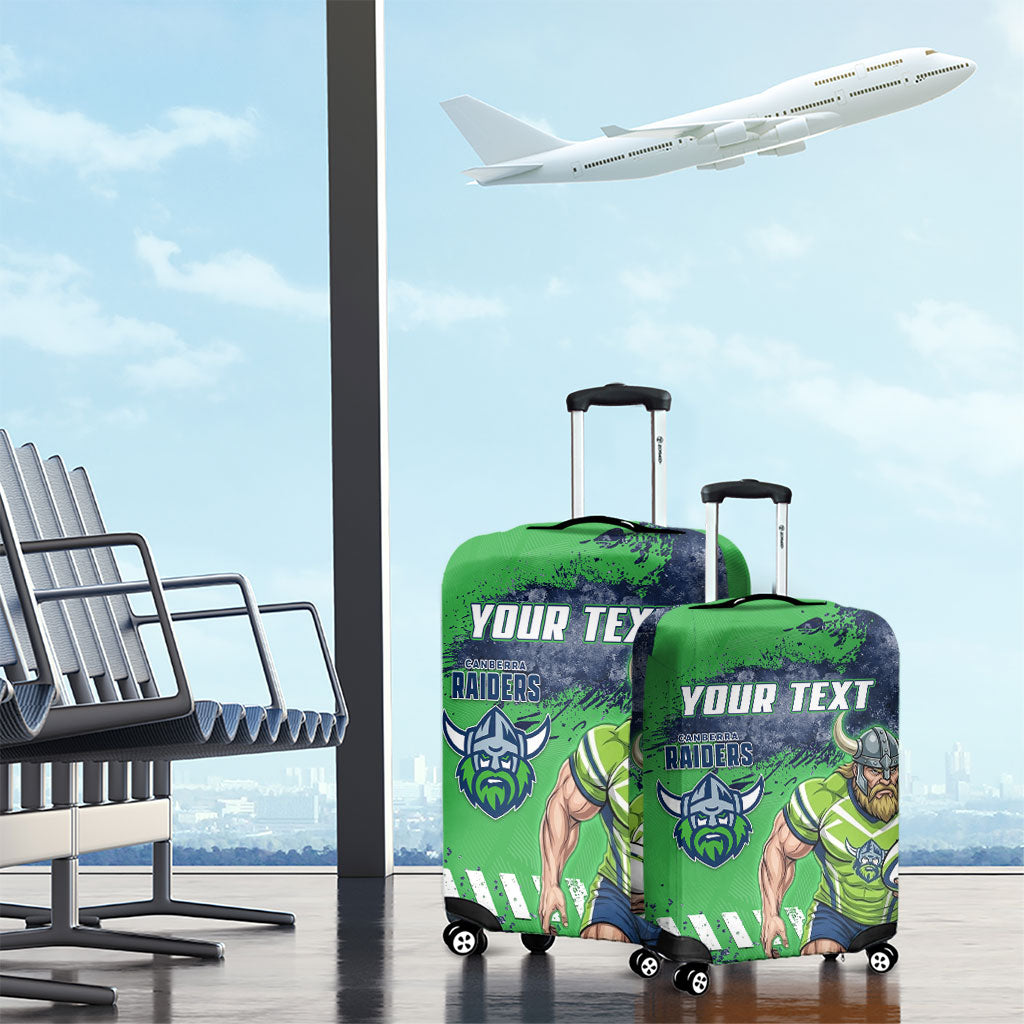 Personalised Canberra Raiders Rugby Luggage Cover Viking Green Machine Mascot - Sporty Splash Art Style