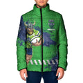 Personalised Canberra Raiders Rugby Padded Jacket Viking Green Machine Mascot - Sporty Splash Art Style