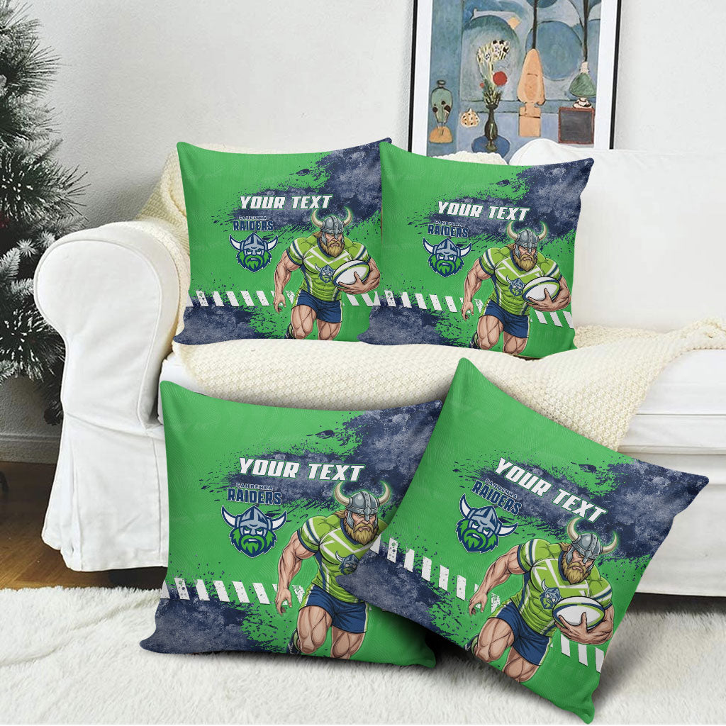 Personalised Canberra Raiders Rugby Pillow Cover Viking Green Machine Mascot - Sporty Splash Art Style