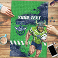 Personalised Canberra Raiders Rugby Puzzle Viking Green Machine Mascot - Sporty Splash Art Style