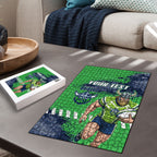 Personalised Canberra Raiders Rugby Puzzle Viking Green Machine Mascot - Sporty Splash Art Style