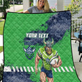 Personalised Canberra Raiders Rugby Quilt Viking Green Machine Mascot - Sporty Splash Art Style
