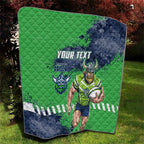 Personalised Canberra Raiders Rugby Quilt Viking Green Machine Mascot - Sporty Splash Art Style