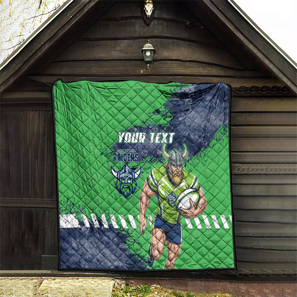 Personalised Canberra Raiders Rugby Quilt Viking Green Machine Mascot - Sporty Splash Art Style