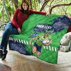 Personalised Canberra Raiders Rugby Quilt Viking Green Machine Mascot - Sporty Splash Art Style
