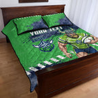 Personalised Canberra Raiders Rugby Quilt Bed Set Viking Green Machine Mascot - Sporty Splash Art Style
