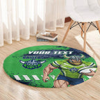 Personalised Canberra Raiders Rugby Round Carpet Viking Green Machine Mascot - Sporty Splash Art Style