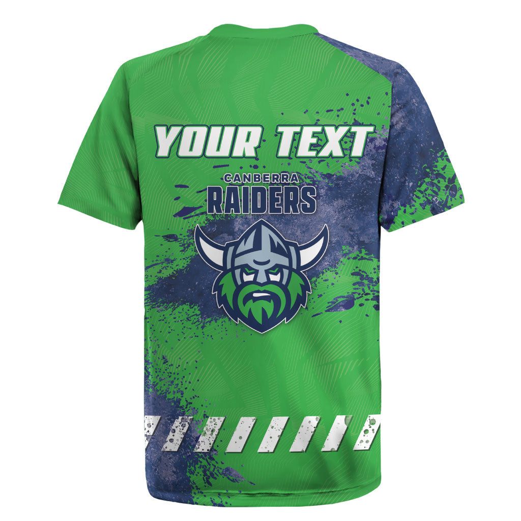 Personalised Canberra Raiders Rugby Rugby Jersey Viking Green Machine Mascot - Sporty Splash Art Style