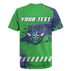 Personalised Canberra Raiders Rugby Rugby Jersey Viking Green Machine Mascot - Sporty Splash Art Style