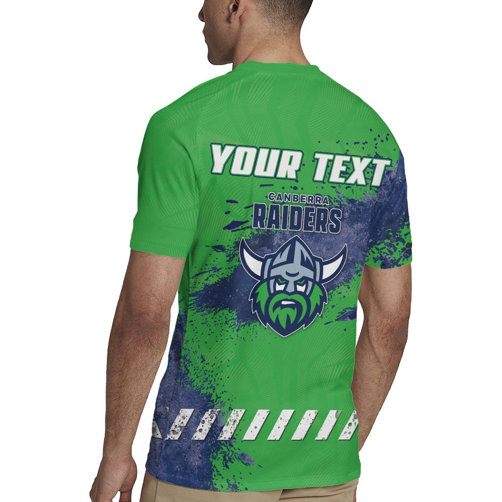 Personalised Canberra Raiders Rugby Rugby Jersey Viking Green Machine Mascot - Sporty Splash Art Style