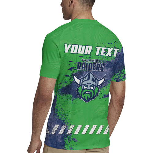 Personalised Canberra Raiders Rugby Rugby Jersey Viking Green Machine Mascot - Sporty Splash Art Style