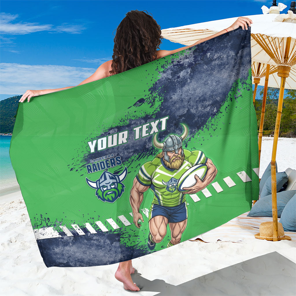 Personalised Canberra Raiders Rugby Sarong Viking Green Machine Mascot - Sporty Splash Art Style