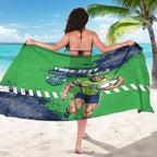 Personalised Canberra Raiders Rugby Sarong Viking Green Machine Mascot - Sporty Splash Art Style