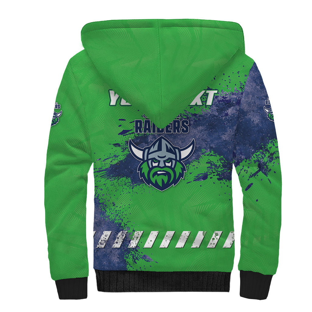 Personalised Canberra Raiders Rugby Sherpa Hoodie Viking Green Machine Mascot - Sporty Splash Art Style