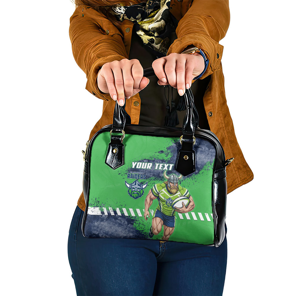 Personalised Canberra Raiders Rugby Shoulder Handbag Viking Green Machine Mascot - Sporty Splash Art Style