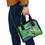 Personalised Canberra Raiders Rugby Shoulder Handbag Viking Green Machine Mascot - Sporty Splash Art Style