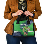 Personalised Canberra Raiders Rugby Shoulder Handbag Viking Green Machine Mascot - Sporty Splash Art Style