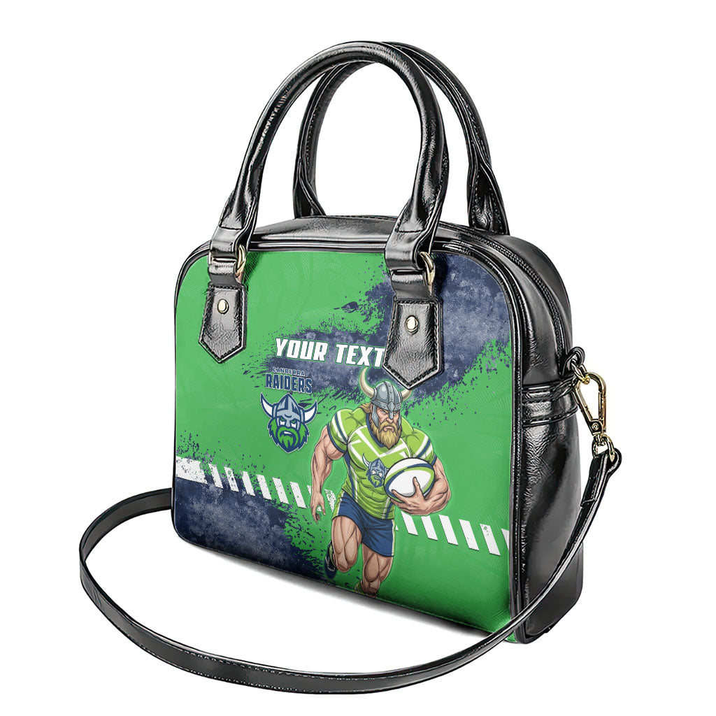Personalised Canberra Raiders Rugby Shoulder Handbag Viking Green Machine Mascot - Sporty Splash Art Style