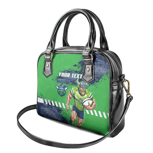 Personalised Canberra Raiders Rugby Shoulder Handbag Viking Green Machine Mascot - Sporty Splash Art Style
