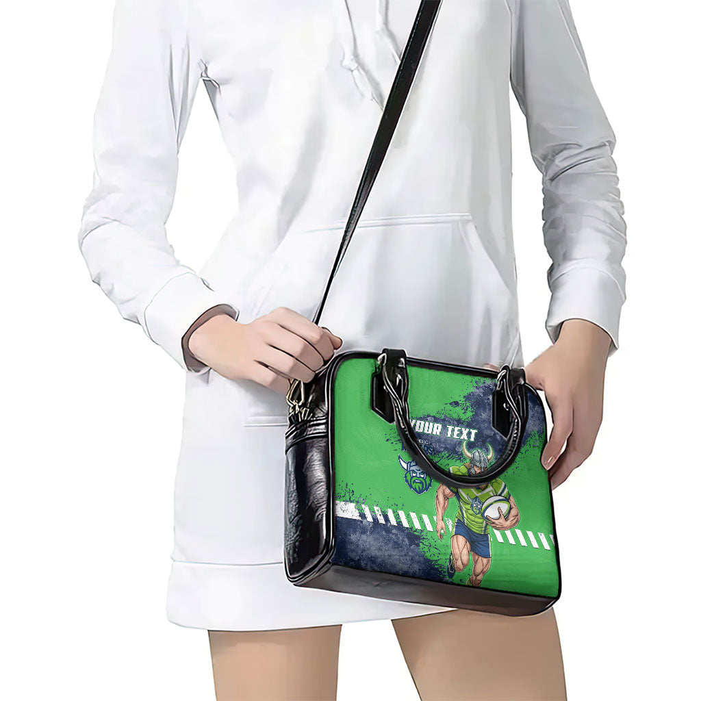 Personalised Canberra Raiders Rugby Shoulder Handbag Viking Green Machine Mascot - Sporty Splash Art Style