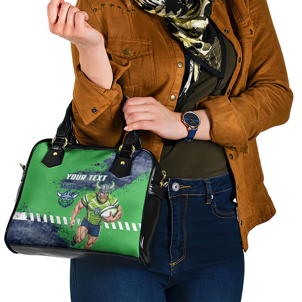 Personalised Canberra Raiders Rugby Shoulder Handbag Viking Green Machine Mascot - Sporty Splash Art Style
